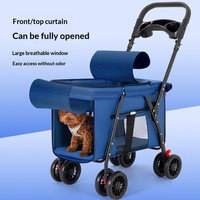 Carrito de Paseo Plegable para Mascotas, de Lujo, Multifuncional, Resistente a la Intemperie, con Marco Metálico y Malla Transpirable, Capacidad de 20 kg, para Viajes al Aire Libre