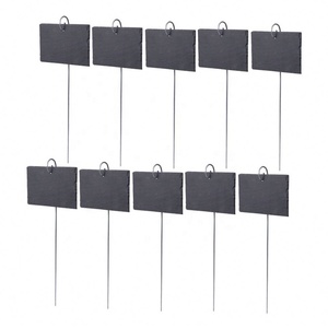 Ensemble de 1 piquet métallique de 40 cm pour étiquettes de plantes et 1 étiquette rectangulaire en pierre de 10 x 7 cm pour jardin, vente en gros - Product Image 6