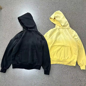 Sudadera con Capucha para Hombre, Estilo Lavado Ácido, Estampado Degradado, Diseño Desgastado, Holgada, de Algodón, Venta al Por Mayor - Product Image 4