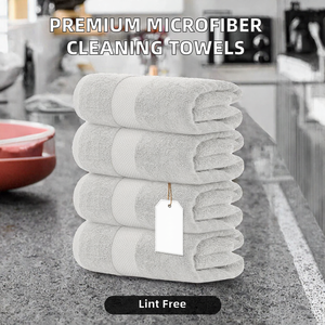 Chiffon de nettoyage en microfibre tricotée antimicrobienne de qualité supérieure, sans peluches, écologique, séchage rapide, pour la cuisine, la maison et l'hôtellerie (vente en gros) - Product Image 2