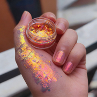 1 pot de poudre à ongles polarisée effet caméléon, poudre chromée sirène, poudre fantaisie, poudre scintillante effet aurore haute brillance