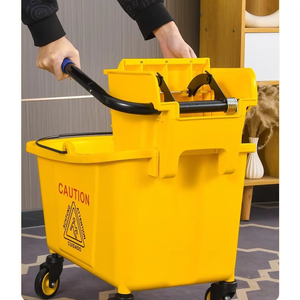 <span class=keywords><strong>Chariot</strong></span> <span class=keywords><strong>de</strong></span> nettoyage professionnel robuste pour l'hôtellerie, <span class=keywords><strong>avec</strong></span> essoreuse à serpillière et seau, pour le nettoyage des sols et le pressage des serviettes - Product Image 5