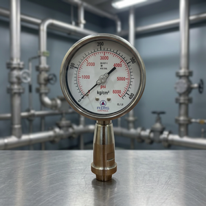 Manomètre analogique à diaphragme AIMS Controls SS 316 0-6000 psi Modèle PI100.72 pour l'industrie alimentaire, utilisation avec homogénéisateur, garantie 3 ans - Product Image 1
