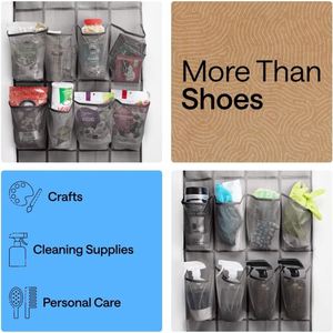 Over the Door <b>Shoe</b> Organizer 24 Large Breathable Mesh Pockets Hanging Storage <b>Holder</b> Space Saving Closet Rack Holds up to 40 Lbs - Product Image 5