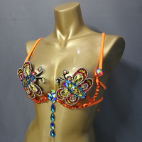 Haut de soutien-gorge en fil métallique à motif libellule pour Danse du Ventre, Carnaval Samba, Fête Rave EDC, Défilé d'Halloween, Spectacle de Mardi Gras et Performance de Danseuse