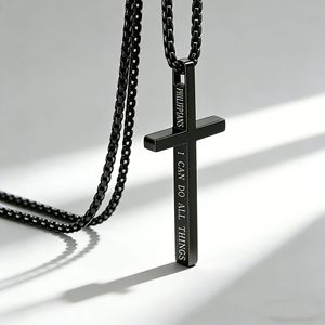 Unisex Stainless Steel <b>Cross</b> Necklace Pendant Gift For Men Women Ins Style - Product Image 5