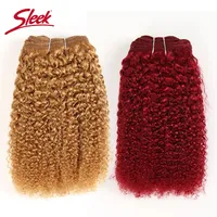 Cheveux Afro Bouclés Crépus 1 Pièce Cheveux Humains Brésiliens Tissage Double Trame Faite à la Machine Cheveux Remy 100g Rouge Livraison Gratuite