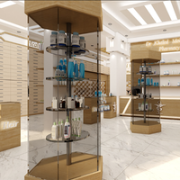 Étagère de présentation de pharmacie sur mesure de haute qualité, écologique, avec éclairage LED, design moderne en placage de bois MDF pour l'aménagement intérieur de magasins médicaux