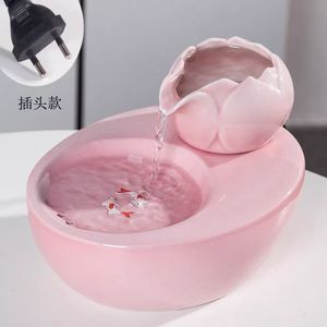 Fontaine à eau en céramique pour chats, abreuvoir automatique pour animaux de compagnie avec design détachable, style feuille, unité unique - Product Image 1