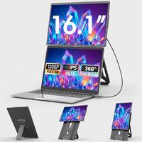 Moniteur portable léger de 16 pouces avec écran LCD IPS, haut-parleurs intégrés, haute efficacité pour les entreprises, la maison, le studio, les jeux