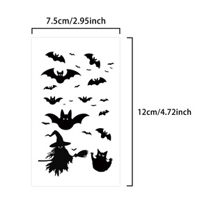 Autocollant <span class=keywords><strong>de</strong></span> <span class=keywords><strong>tatouage</strong></span> temporaire en papier écologique pour Halloween, motif chauve-souris, <span class=keywords><strong>sorcière</strong></span>, dessin animé, <span class=keywords><strong>tatouage</strong></span> imperméable pour le corps, le visage, le bras, le doigt - Product Image 5