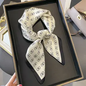 New custom butterfly print 100% mulberry silk neck tie scarf women 70cm real silk square scarf houndstooth neckerchief bandana