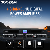 GK1300 1300 Watt Amplifier Daya Digital Kelas D 4-Kanal 1U Rak Mount 8Ω PA Amplifier dengan Layar untuk Speaker Panggung DJ