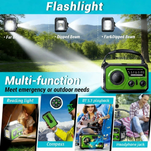 Radio d'urgence solaire/à manivelle Alecter APH-SR18 Outdoor Energy Nexus multi-charge avec prévisions météo NOAA, batterie externe, boussole et triple lampe - Product Image 5