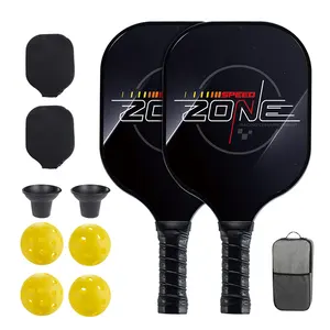 Professionele Lichtgewicht Honingraat Grafiet Carbon Pickleball Peddel Racket Set Van 2 Pickleball Paddle 4 Augurk Bal