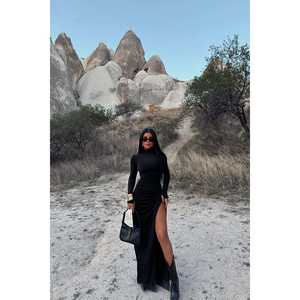 Vestido Elegante Negro de Manga Larga, Corte en A, para Oficina, con Estampado Floral, Cuello Cuadrado, Lujoso, Tallas XS a 6XL, para Clubes, Días Informales, Primavera - Product Image 5