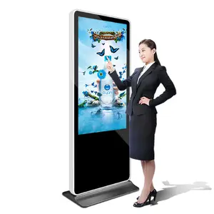 5G WiFi ruedas móviles soporte de suelo quiosco de señalización digital monitor de pantalla táctil vertical LCD publicidad