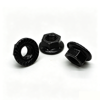 Écrou à bride en acier au carbone, oxyde noir, dentelé, anti-desserrage, hexagonal, haute résistance, avec rondelle intégrée