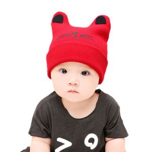 Vente en gros, nouveaux chapeaux d'hiver pour bébé, broderie oreilles de <span class=keywords><strong>chat</strong></span>, <span class=keywords><strong>bonnet</strong></span> <span class=keywords><strong>tricot</strong></span>é, chapeau pour enfants - Product Image 1