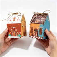 Boîtes en papier pliables en matériaux recyclés pour friandises et biscuits de Noël, design maison de fêtes, pour cadeaux et collations