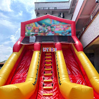 Toboggan Gonflable Thème Dessin Animé, Structure de Jeux à 2 Voies avec Échelle d'Accès, Toboggan Commercial Robuste en PVC pour Enfants à Louer