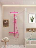Ensemble de douche thermostatique haut de gamme au design moderne, système de douche en laiton pour salle de bain, mitigeur chaud/froid, robinets de douche roses