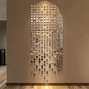 Miếng Dán Tường Gương Acrylic 3D Hình Vuông Nhỏ Khảm Tự Làm Đồ Trang Trí Tường Nền TV Sofa PHÒNG KHÁCH Tự Dính Trang Trí Nhà Cửa