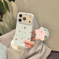 Coque de téléphone mignonne style Ins Starphone avec support PopSocket intégré, antichoc, de qualité supérieure, pour téléphones de petite taille (iPhone 18, 17 Pro Max, 15, 16 Pro)