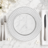 Assiettes de présentation en verre texturé nid d'abeille de 13 pouces en gros, sous-assiettes en cristal sans plomb pour événements de mariage de luxe en vrac