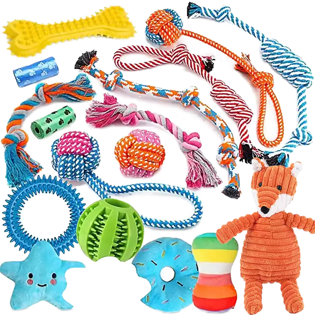 Hot Sales Custom Wholesale Eco-friendly Teeth Cleaning Aggressive Chew Heavy Duty Squeaky Dog Pet Toy Rope Chew Toys