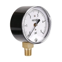 Manomètre à membrane pour tuyaux PEX, support de tuyau 2-1/2 pouces, cadran 1/4 pouce NPT, montage inférieur, réglable 0-5 PSI