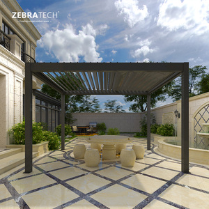 Pergola bioclimatique certifiée CE avec toit en aluminium à lames motorisées, gris foncé, LED en option pour pavillon <span class=keywords><strong>de</strong></span> <span class=keywords><strong>jardin</strong></span> - Product Image 3