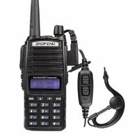 Headset Radio Baofeng UV-82 Asli Earphone Bentuk C PTT Ganda dengan Mikrofon untuk Aksesori Walkie Talkie UV-82 UV-8D UV-89