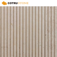 Flûtes en travertin beige de luxe, motif rayé personnalisé, mosaïque en pierre naturelle, décoration murale