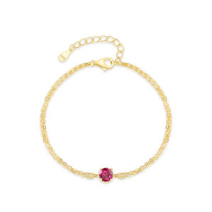 S925 Sterling Silver Luxury Rose <b>Red</b> Round Zircon Gold Chain <b>Bracelet</b> for Women's Fashion Jewelry Customizable copper version - Product Image 1