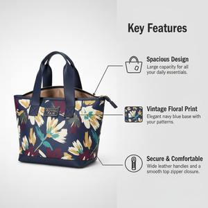 Sac fourre-tout en <span class=keywords><strong>cuir</strong></span> PU à motif floral vintage personnalisé Royal Fair, sac à main pour le week-end, le brunch, le bureau, le travail, sac de tous les jours pour femmes - Product Image 2