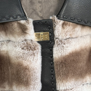 Veste en fourrure de <span class=keywords><strong>lapin</strong></span> Rex véritable pour femmes, col en peau de mouton naturelle de luxe ViVi7, texture douce, vêtements d'extérieur nobles pour femmes - Product Image 6