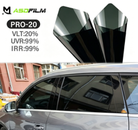 Film solaire ASDFilm à ultra-perméabilité magnétronique pour vitres de voiture, 99 % de rejet UV IR, VLT20, 2 mil, garantie 10 ans