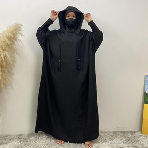 6818# Modest Abaya Soft Linen New <b>Eid</b> Hoodie With Undercap Abaya <b>Dress</b> Muslim Islamic Ramadan Simplicity Casual Abaya <b>Dress</b> - Product Image 2