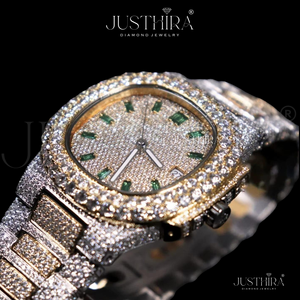 Premium Quality Moissanite Diamond Quartz <b>Watch</b> <b>Men</b> Stainless Steel Business <b>Waterproof</b> Wristwatch Available At Best Price - Product Image 2