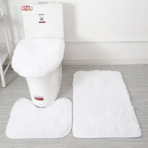 Tapis de salle de bain de couleur blanche ou grise tapis cheveux longs tapis hirsute prix de gros paillasson