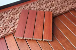 Piso de madeira de teca Pisos de madeira e plástico composto de jardim em relevo 3D Deck WPC para exterior