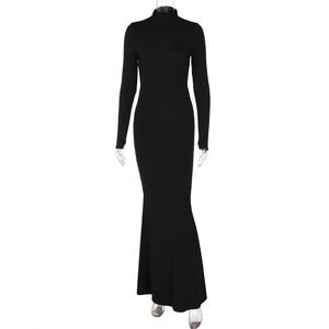 Vestidos Maxi de Otoño, Ropa Casual, Cuello Alto, Manga Larga, Vestido Ajustado de Noche para Fiesta de Graduación, Elegante, Largo hasta el Suelo, para Damas - Product Image 5