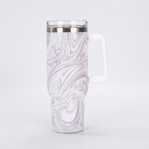 Vaso para caminar de acero inoxidable con mango de 40 onzas con pajita Logotipo personalizado Taza de viaje de aventura para acampar - Product Image 3