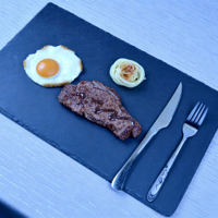 Plateau de service en ardoise naturelle carrée, écologique, de qualité alimentaire, style Japandi, plateau à fromage, plateau à sushi, assiette à dessert, pour la maison, le restaurant, la restauration