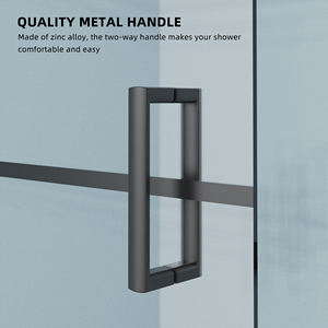 6mm Clear Tempered Glass Frameless Black Hinge <strong>Bath</strong> Screen Bathtub <strong>Panel</strong> With Printing and Handle - Product Image 5