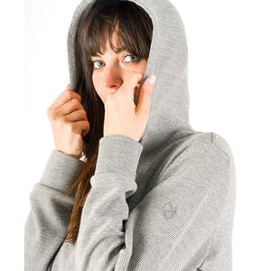 Felpa con cappuccio in pile BORMIDA per donna mezza Zip con motivo a lettera ricamata taglia unica - Product Image 2