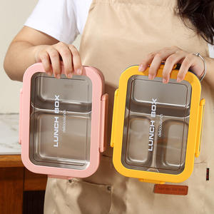 Lonchera Portátil de Acero Inoxidable Bencircle B275, Lonchera Bento de 3 Compartimentos con Tapa Transparente, Contenedor Hermético para Preparación de Comidas - Product Image 5