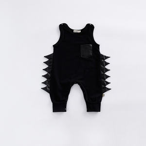 Vêtements pour bébé respirants en gros, vêtements d'été sans manches pour bébé garçon, barboteuse corail - Product Image 4