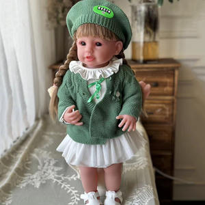Poupée de simulation de naissance de 55 cm en silicone souple avec cheveux tressés, jouet compagnon pour enfants, vente en gros transfrontalière, succès TikTok - Product Image 3